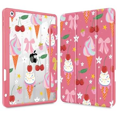 Imagem de Lepeoac Capa traseira transparente para iPad 9ª geração com suporte para lápis, iPad 8ª/7ª geração de 10,2 polegadas, [suporte embutido para lápis] Suporte de três dobras para despertar/hibernar, capa