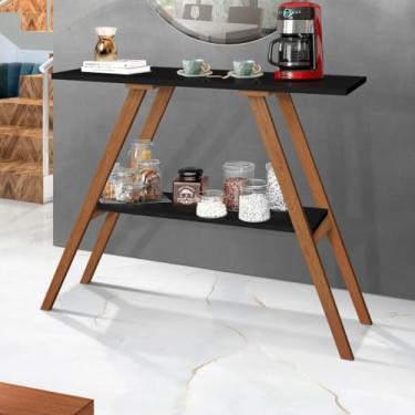 Imagem de Aparador Sala de Estar MDF Alto Brilho e Pés em Eucalipto