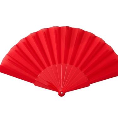 Imagem de Leque Liso Clássico para Dia a Dia, Dança e Festa - Leque de Vento Leve e Resistente - Ideal para Lembrancinhas e Presentes(1,Vermelho)