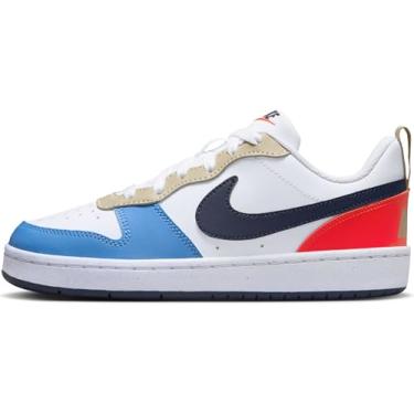 Imagem de NIKE Tênis masculino Court Borough Low Recraft, Branco Thunder Blue Lt Crimson, 6.5 Big Kid