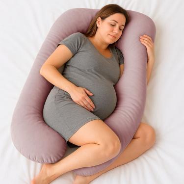 Imagem de Almofada Travesseiro de Corpo Gestante Relaxante Isa Grande Macia Veludo Rosé - Desk Design