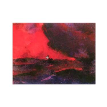 Imagem de Paisagem Abstrata Pôster Famosas Pinturas-Reprodução em Tela-Imagem Decoração Sala de Estar(Dark Red Sea) 60x80cm-23x31in Sem Moldura