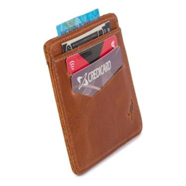 Imagem de Carteira Porta Cartão Rg/cnh/cédulas Slim Couro Legítimo(MARROM CLARO)