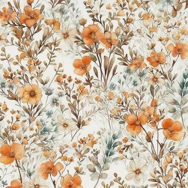 Imagem de VistaPalette Papel de parede vintage amarelo azul flores silvestres descascar e colar decoração de parede autoadesivo papel de parede adesivo fácil de retirar contato para apartamento locatário