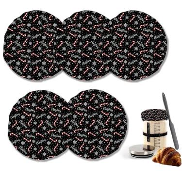 Imagem de Capas de tecido de bengala doce de Natal para potes iniciais de massa fermentada, preservação do calor para aumentar a cobertura de fermentação para pão de fermentação (embalagem com 5)