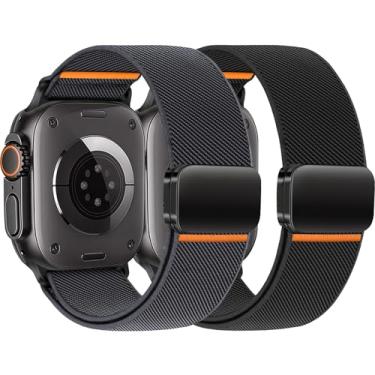 Imagem de Pulseiras de nylon elásticas para Apple Watch Ultra 2 de 49 mm, 46 mm, 45 mm, 44 mm, 42 mm, 41 mm, 40 mm e 38 mm, para Apple Watch séries 10/9/8/7/6/5/4/3/SE/Ultra/Ultra2