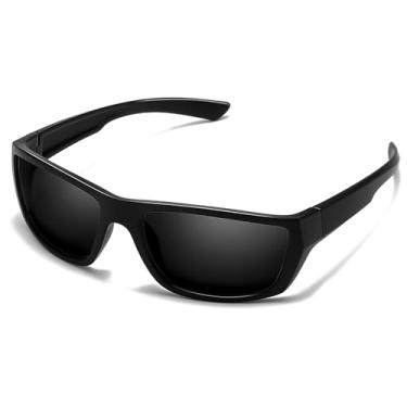 Imagem de RayGaze Óculos de sol esportivos polarizados para homens e mulheres, armação inquebrável envolvente para dirigir, pescar, andar de bicicleta, correr, Lente cinza/armação preta, Standard