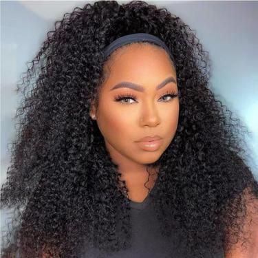 Imagem de Peruca com bandana Punmasa Kinky Curly 180% de densidade de cabelo hum
