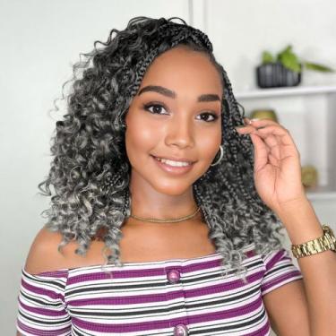 Imagem de Crochet Hair YEWELL Goddess Box Braids 12 polegadas, 9 pacotes, cinza