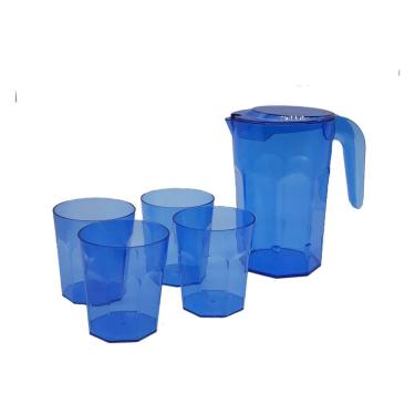 Imagem de Kit Suco 1 Jarra De 1,5 Litros Com 4 Copos De 400 Ml Cozinha