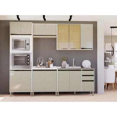 Imagem de Cozinha Modulada Compacta 5 Peças Sem Tampo Linea Luciane Mó Pátina Ff-mocca Laca