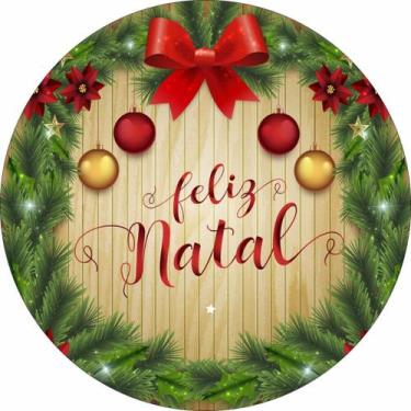 Imagem de Capa Para Painel Redondo Natal Estampa Guirlanda E Enfeites Com Frase 