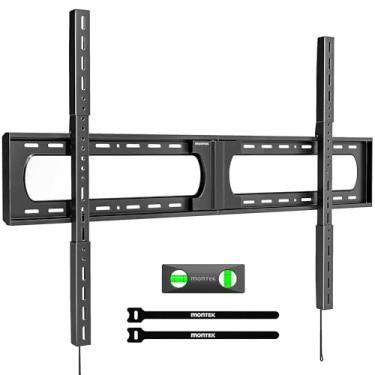Imagem de monTEK Suporte de parede de TV fixo XXL resistente para TVs planas e curvas de 37 a 140 polegadas de até 136 kg, 4 × carga testada, suporte ultrafino de perfil baixo de 3,2 cm, serve para pinos de
