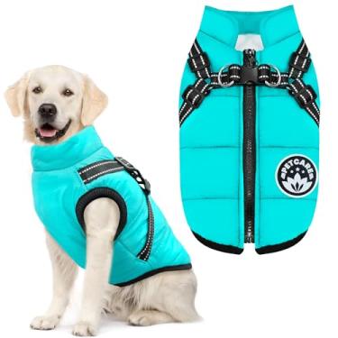 Imagem de PETCARE Casaco de inverno para cães com arnês embutido à prova d'água, colete de lã quente para cachorro à prova de vento, jaqueta de neve refletiva para cachorros, pequenos, médios e grandes, gatos