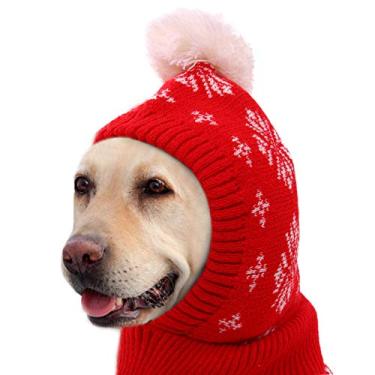 Imagem de Gorro de Natal para cães com pompom, chapéu de Natal para cães pequenos/médios/grandes, chapéu de inverno para cães, chapéu de cachorro de Natal, chapéus para animais de estimação, chapéu de Papai Noel, chapéus para animais de estimação, roupas para cães em clima frio