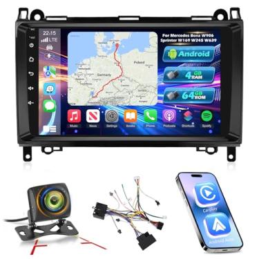 Imagem de Estéreo automotivo Android de 8 núcleos + 64G para Mercedes Benz W906 Sprinter W169 W245 W639 Vito Viano - Rádio IPS Touchscreen de 9 polegadas com Carplay sem fio e Android Auto, 5G WiFi/DSP/GPS/SWC