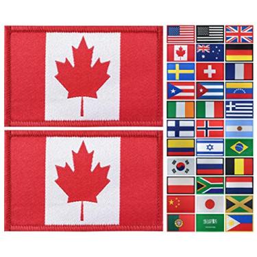 Imagem de JBCD Pacote com 2 emblemas da bandeira do Canadá, emblema tático da bandeira do orgulho para roupas, chapéu, equipe militar