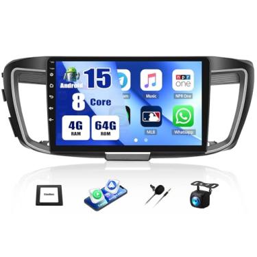 Imagem de [4G + 64G] Estéreo automotivo Qualcomm Android 15 de 8 núcleos para Honda Accord 9th 2013 2014 2015 com CarPlay e Android Auto & Mirror Link, rádio automotivo de 10,1 polegadas com Bluetooth 5.1 GPS