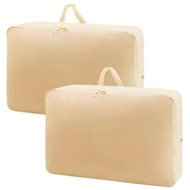 Imagem de Kit com 2 Organizador Bolsa de Compressão Para Malas de Viagem Guarda Roupas e Closet Porta Edredom E Roupas (Bege)