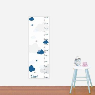 Imagem de Régua de Crescimento Nuvens Adesivo Decorativo para Quarto Infantil - 