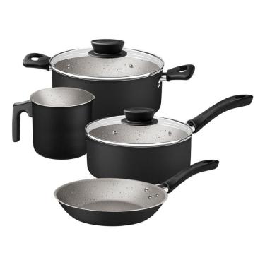 Imagem de Jogo De Panelas Tramontina Linz Aluminio Antiaderente Starflon Max Preto 4 Peças