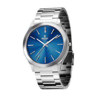 Imagem de Weayege Relógios de pulso masculinos modernos minimalistas de quartzo à prova d'água de quartzo para homens, Azul, prata