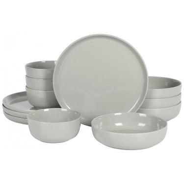 Imagem de Aparelho de Jantar com 12 Peças de Porcelana Ideal para 4 Pessoas, Gibson Home Oslo, Cinza