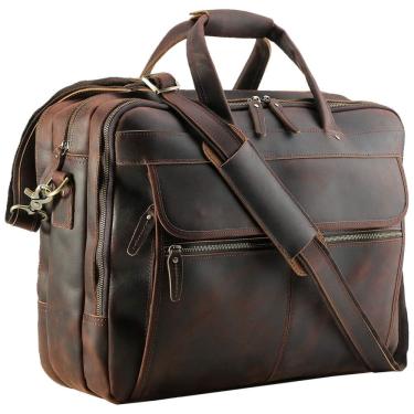 Imagem de Maleta de Couro Masculina para Trabalho e Laptop até, POLARE , Marrom