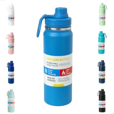 Imagem de Garrafa De Água Térmica Inox 800ml Parede Dupla com Isolamento a Vácuo Quente e Frio, A...