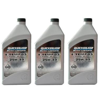 Imagem de Lubrificante Quicksilver 25w40 4 Tempos 1 Litro Kit Com 3 Litros - Mer