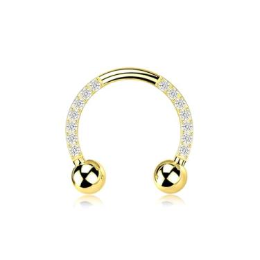 Imagem de Fiiuos 3 anéis de nariz, argolas de aço cirúrgico 316L, zircônia/opala, 16G, piercing de septo, argola articulada, cartilagem, hélice, tragus, concha, torre, lóbulo daith, argola sem costura, unissex