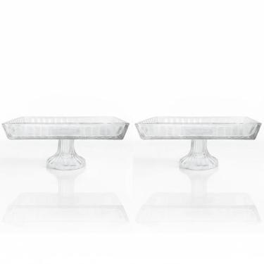 Imagem de kit 2 Travessa Retangular de Vidro com Pé forma rocambole - Aurora RP 