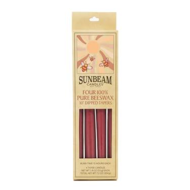 Imagem de Sunbeam Candles 100% cera de abelha pura 25,4 cm carmesim afunilados | 2 pares de caixas | Sem gotejamento e mergulhado à mão | Queima longa 12 horas cada | Feito nos EUA |