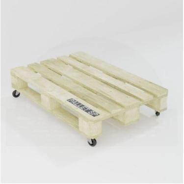 Imagem de Mesa de Pallet com Rodízios 120x80x15 cm - Madeira Reaproveitada - PAL