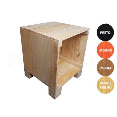 Imagem de Mesa de Cabeceira Pallet Lixado 40x40x48 cm - Ideal para Quarto - PALL