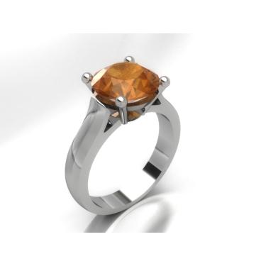 Imagem de Anel Solitário De Prata 950 Com Citrino Entrega Imediata