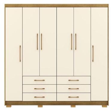 Imagem de Guarda-roupa Casal 6 Portas 6 Gavetas 100% Mdf Cadence Nature-champagn
