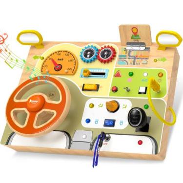 Imagem de Brinquedos infantis Montessori JGOBUB Busy Board com interruptor de lu