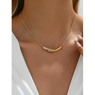 Imagem de Colar com pingente de sorriso de chili dourado, corrente clavicular incrustada com diamante de água brilhante, joias modernas, presente de aniversário e dia dos namorados