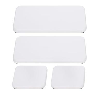 Imagem de 4 bandejas de diatomita absorvente de água, porta-copos de diatomita, pedra absorvente de água com 4 peças de almofadas de silicone, tapete de secagem de louça, acessórios de pia para balcão de