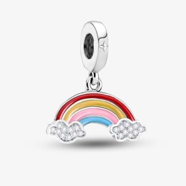 Imagem de 1 peça de berloque de prata arco-íris elegante adequado para mulheres, faça você mesmo, fabricação de joias e roupas diárias, joias combinando, decoração para mulheres, presente para mamãe