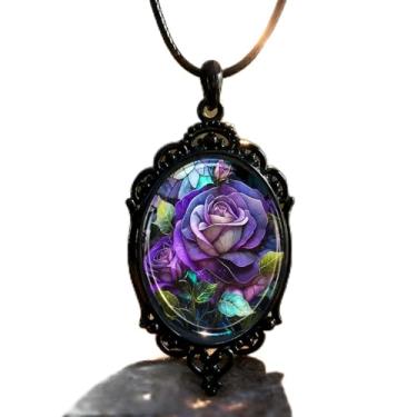 Imagem de Colar com pingente de vidro gótico para mulheres, sol e lua, estilo punk, vintage, corrente de corda de camafeu lunar, acessórios de bruxa, joias modernas, dia dos namorados, standard, Vidro, Sem