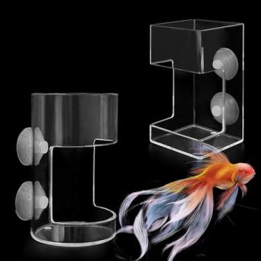 Imagem de Anel circular transparente para aquário, alimentador de bandeja flutuante durável de acrílico para peixes e camarões