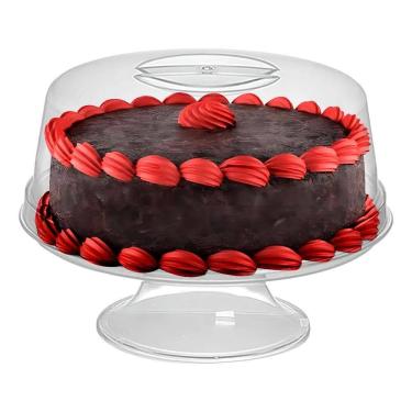 Imagem de Porta Bolos Boleira Em Acrilico Com Pedestal Pequeno Ótimo