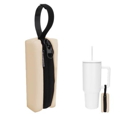 Imagem de Porta-chaves para garrafa de água, porta-chaves, bolsa de bálsamo, suporte 2 em 1, serve para copo Stanley Tumbler ou caneca, Bege, Tendência