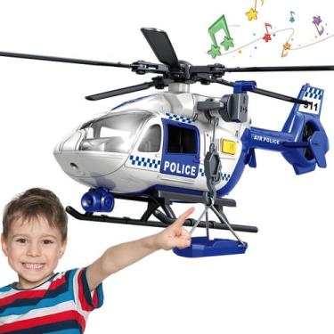 Imagem de Helicóptero policial Toy Wenbeier com cesta suspensa de avião