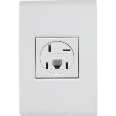 Imagem de Conjunto 4 X 2 Com 1 Tomada Telefone 4p E Rj11 Liz Branco - Tramontina