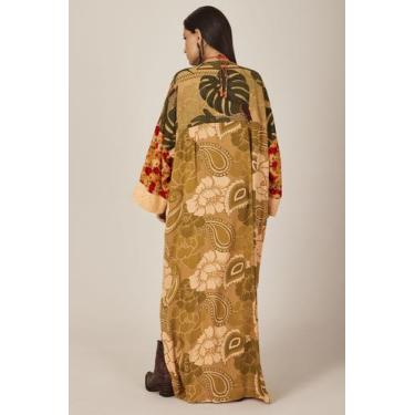 Imagem de Kimono Longo Laranja Patchwork Yacamim J10, G, Patchwork