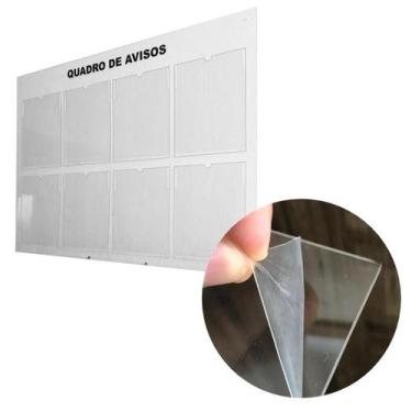 Imagem de Quadro de Avisos Acrílico 5mm Transparente 8 Displays A4 - DC Mult-Míd