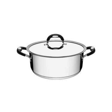 Imagem de Caçarola Rasa Duo Silicone Aço Inox Fundo Triplo Tampa Alças Silicone 24cm 4,7l Tramontina